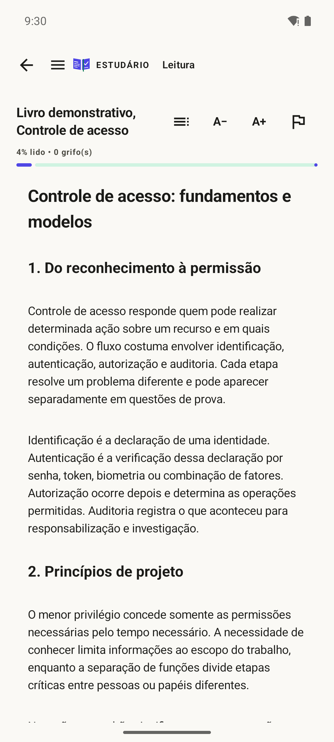 Leitura de teoria no Estudário