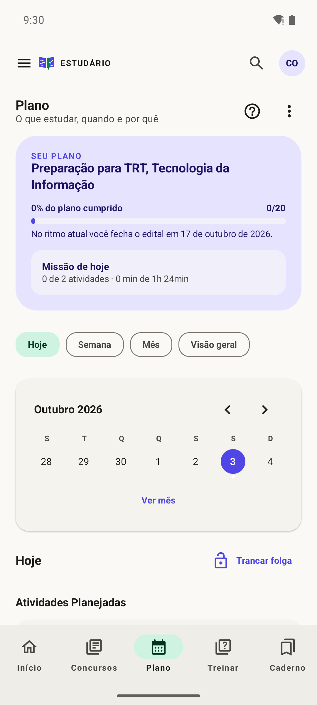 Plano de estudo do Estudário